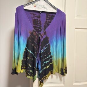 Artofcloth Vibrant Tie-Dye Open Cardigan size small